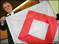 ICRC's Francois Bugnon with the Red Crystal emblem. File photo